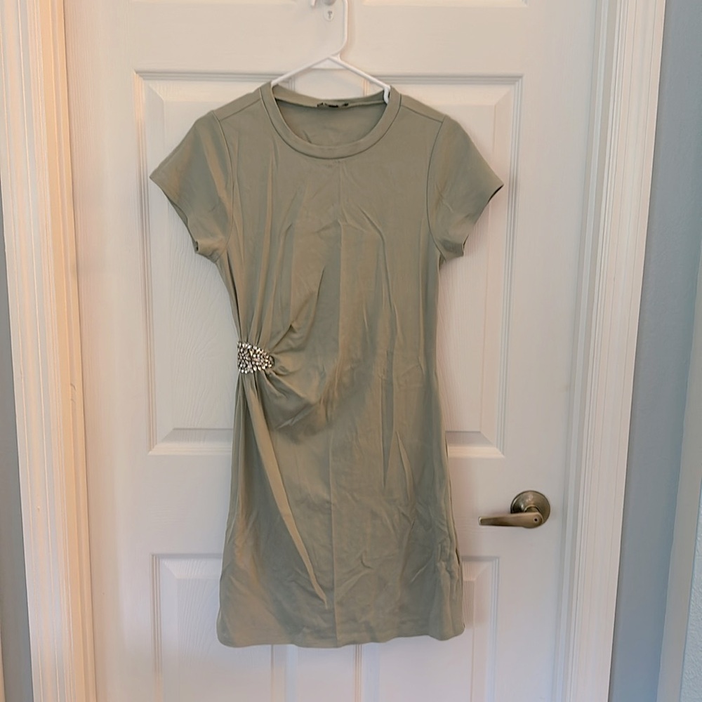 Express T-shirt dress with embellished gathering